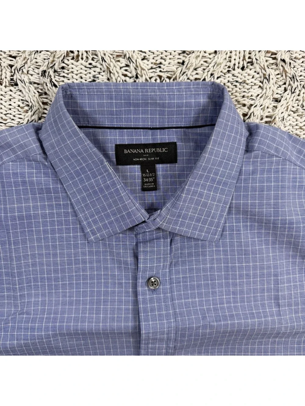 Banana Republic Men's Dress Shirt Medium Blue Non-Iron Slim Fit Long Sleeve